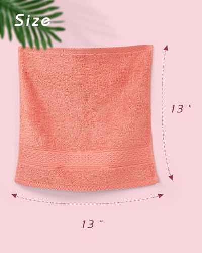 Cleanbear Washcloths Set, 100% Cotton, 6-Pack Wash Cloths, 13” x 13”