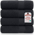 RIVERSIDE 4 Pack Bath Towels, 24x48 Inches, 500 GSM, 100% Cotton, Dark
