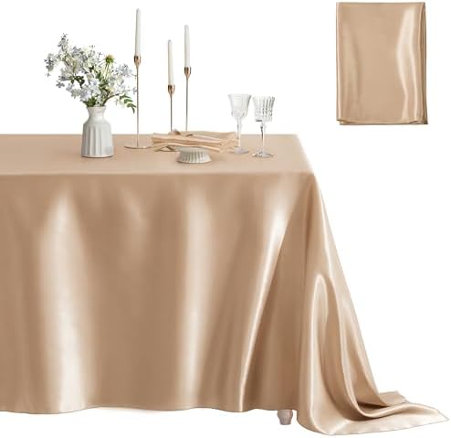 1 Pack Satin Rectangle Tablecloth, 60 x 120 Inches, Taupe