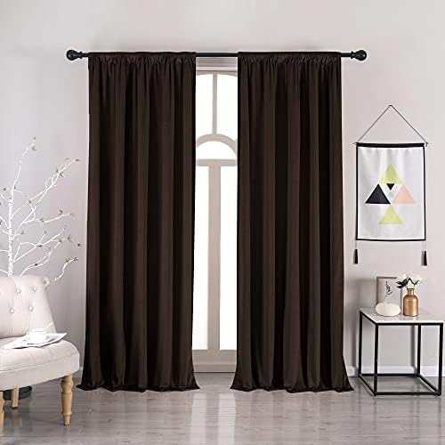 nanbowang Coffee Brown Velvet Curtains - 42 Inches Width 72 Inches