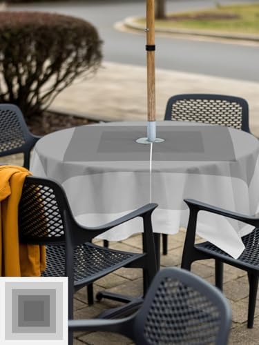 Square 60"x60" Patio Tablecloth with Umbrella Hole, 3D Optical