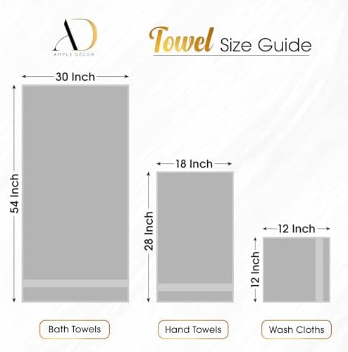 Ample Decor 100% Cotton Bathroom Towel Set, 600 GSM, Soft & Absorbent