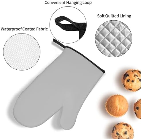 4Pcs Oven Mitts and Potholders, Solid Color Light Gray Elegant Modern
