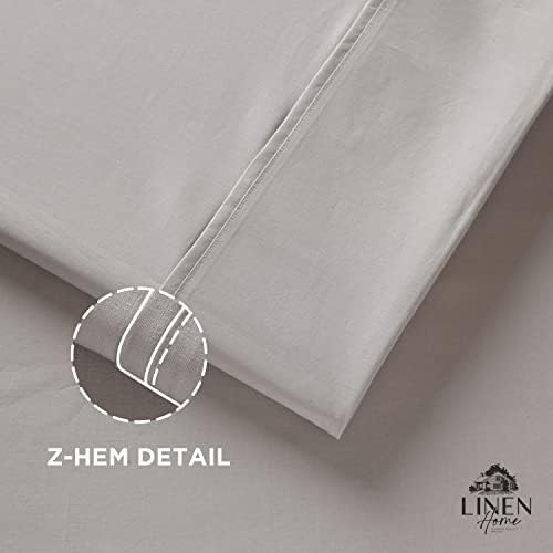 Linen Home 100% Cotton Percale Pillowcases Queen Size, Silver