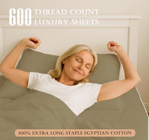 600 Thread Count 100% Long Staple Egyptian Cotton Soft Combed, 4 Piece