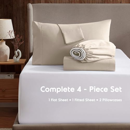 Nestl King Sheet Set - Bed Sheets - Beige Cream - 4-Piece Deep Pocket