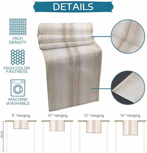 Khaki Table Runner 72 inches Long Abstract Light Beige Ombre Linen