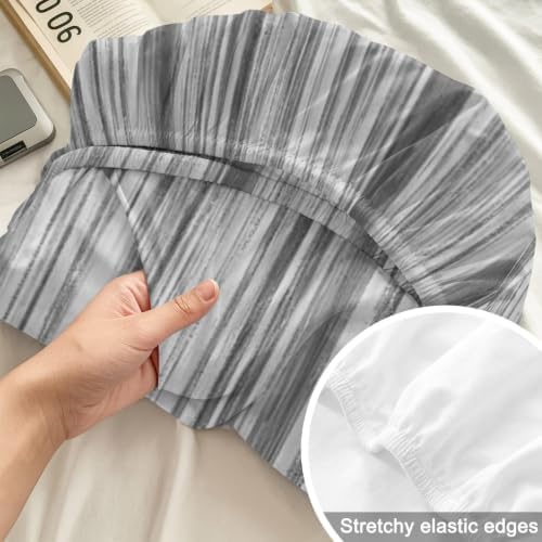 Fitted Sheets Elastic Deep Pocket Bed Sheet Twin XL Abstract Gray