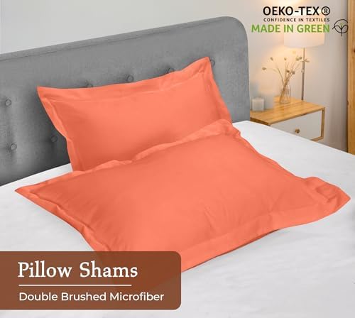 Royale Linens Microfiber King Size Pillow Shams Set of 2 - Coral Shams