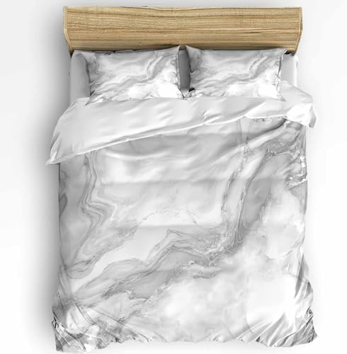 Duvet Cover Set Queen, Abstract Marble Texture 3 Piece Bedding Set