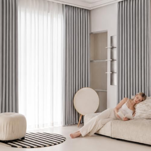 Blackout Linen Curtains for Bedroom and Living Room, Thermal Insulated