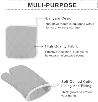 4Pcs Oven Mitts and Potholders, Solid Color Light Gray Classic Oven