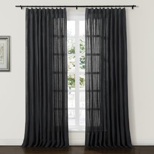 ChadMade Pure Linen Sheer Curtain Light Filtering - 26 x 108 Inch