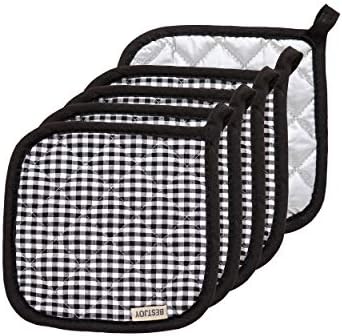 5 PCS Pot Holders for Kitchen, Cotton Potholers with Great Heat