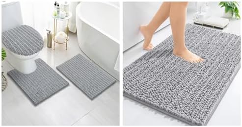 Arotive Chenille Bath Rugs Bundle - 4 Pcs Set: 2 Shaggy Soft Chenille