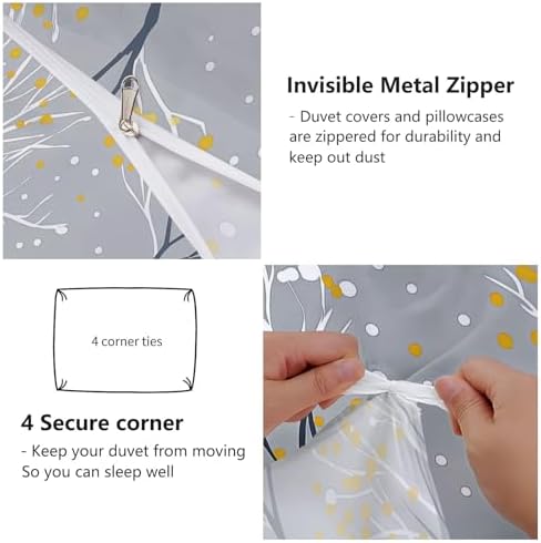 Comforter Cover Set King, 3-Piece Minimalism Plants Branches