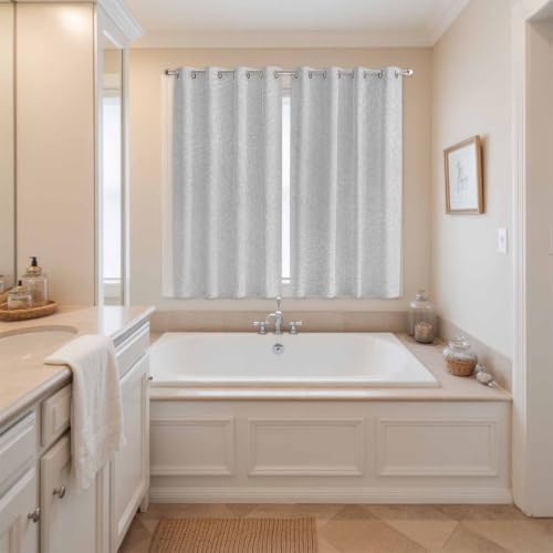 Grey Window Curtains 63 Inch Length 2 Panels Set, Modern Solid
