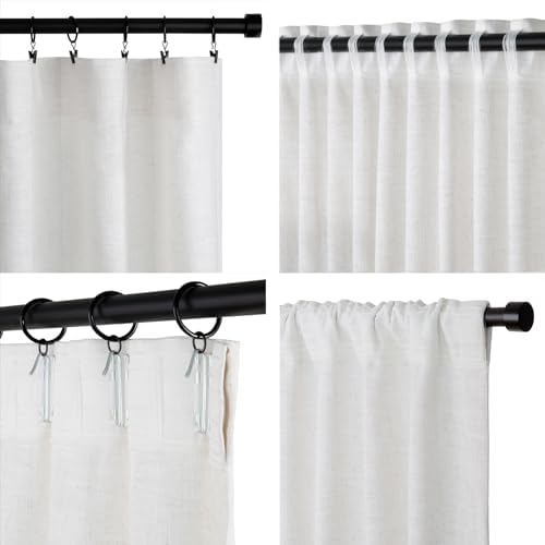 HOMERILLA Sheer Linen Curtains 96 Inches Long, Room Darkening