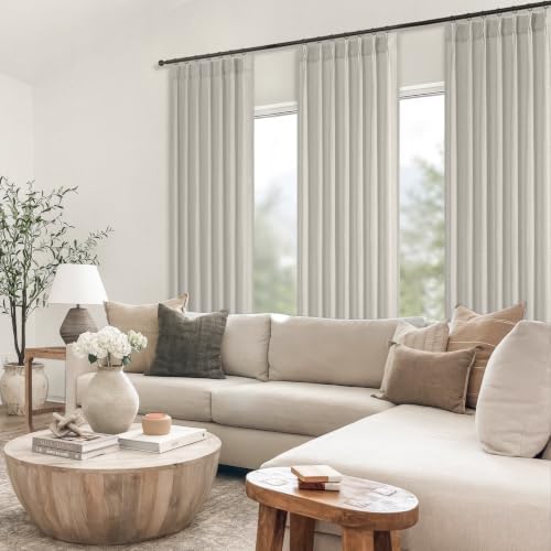 Topfinel Light Grey Pinch Pleated Linen Curtains 105 Inch Length 2
