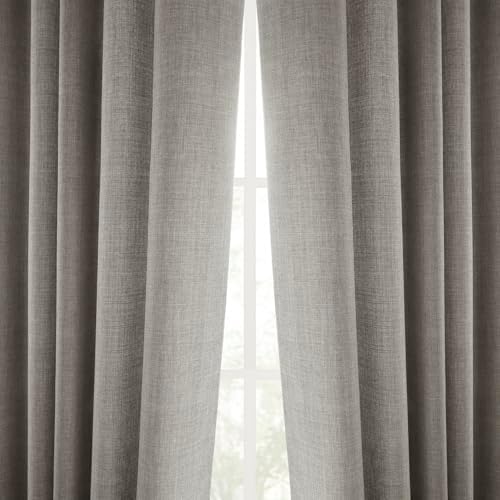 Italian Faux Linen Curtains For Living Room (1 Panel) 50W X 96L, Taupe