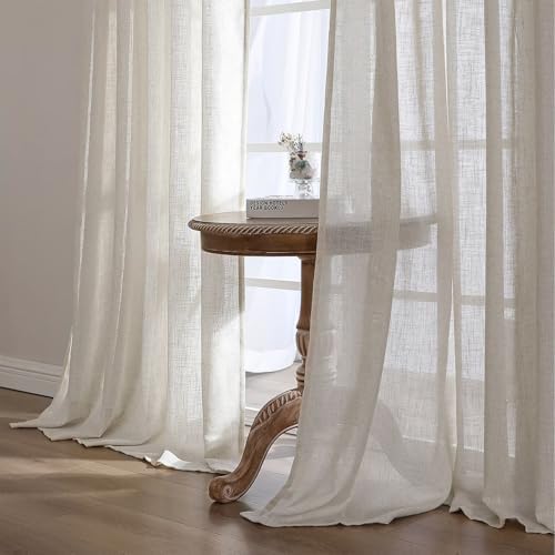 CUCRAF Natural Off White Linen Non See Through Semi Sheer Privacy