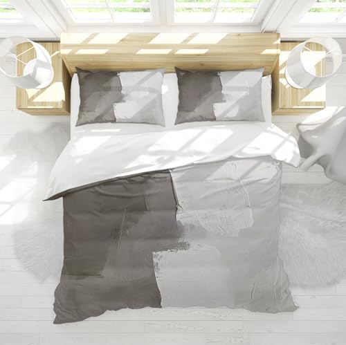 Abstract Duvet Cover 3 Pieces Set Minimalist Abstract Gray Comforter
