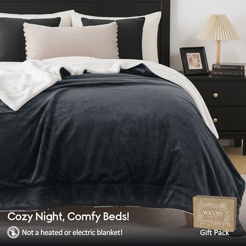 WDCOZY Sherpa Fleece Throw Blanket 90"x90", Soft Fuzzy Bed Blankets