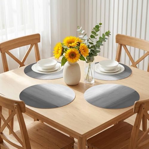 Abstract Gray Gradient Faux Leather Placemats Set of 6, 15in