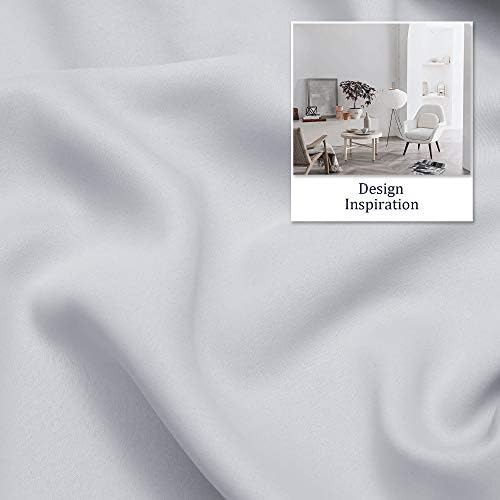 DUALIFE Greyish White Curtains 120 Inch Length Grommet Top Blackout