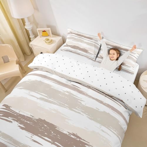 Erosebridal Abstract Brown Duvet Cover Queen Size Modern White Grey