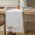ZeeMart White Table Runners 90 Inches Long, Burlap Linen Style Rustic