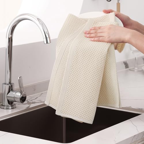 Homaxy 100% Cotton Oversized Waffle Weave Kitchen Towels, 5-Pack