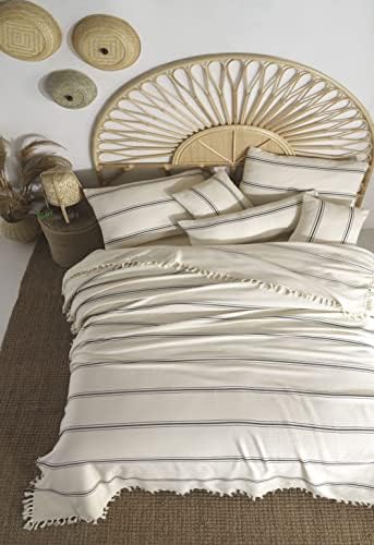 Handmade Undyed Natural Pure Cotton California King Bedspread with