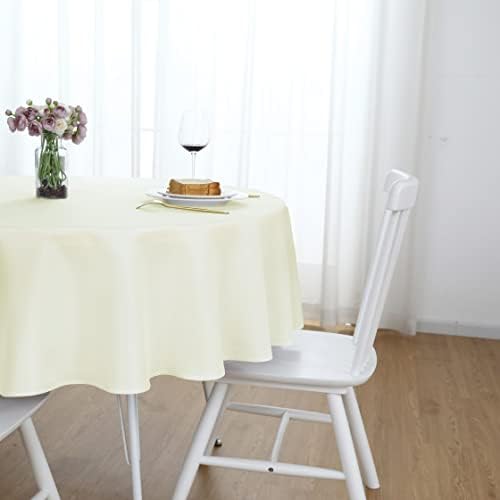 FOLINS&HOME Cream 70 Inch Round Tablecloth, Waterproof Table Cloth