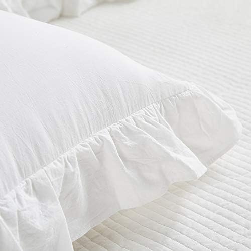 Mywinlle Off White Shabby Ruffle Pillow Shams King Size Set of 2