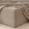 MOOMEE Fitted Sheet Only Washed Cotton Linen-Like Extra Deep Pocket
