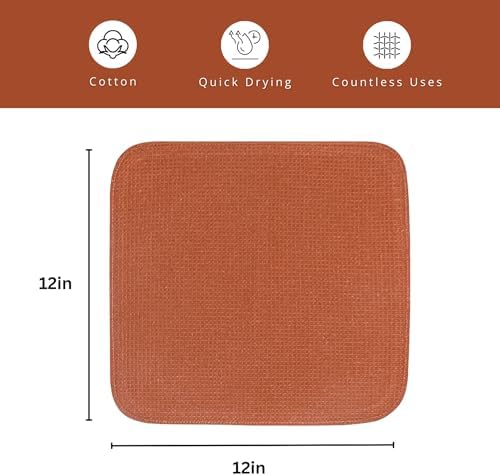 PurpleEssences Solid Kitchen Cloths, Dish Cloth 12x12 Set of 6 - Rust