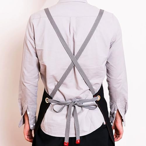 Cotton Canvas Apron, Adjustable Work Apron with 3 Pockets for Men