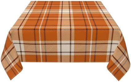 BETGINY Fall Tablecloth 60 x 60 Inch Square Orange Autumn Buffalo