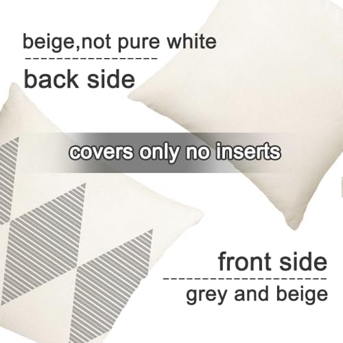 Outdoor Pillows Covers 18x18 Waterproof,Grey and Beige Set of 4