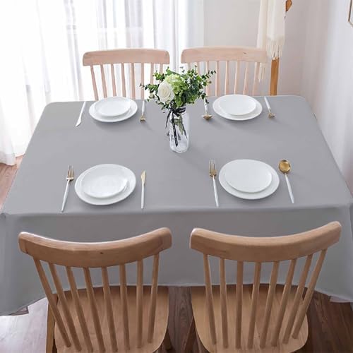 Grey Rectangle Tablecloths 60x120, Pure Gray Solid Color Simple