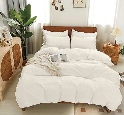 White Cotton Duvet Cover Twin Set 2 Pieces, 1 Duvet Cover 68x90