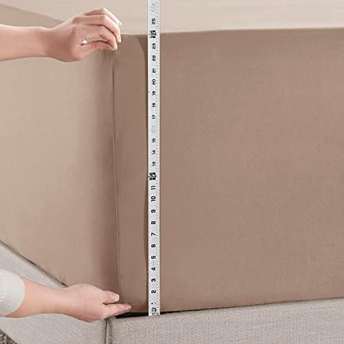 Empyrean 2 Pack Taupe Extra Deep Pocket Twin XL Fitted Sheet, Hotel