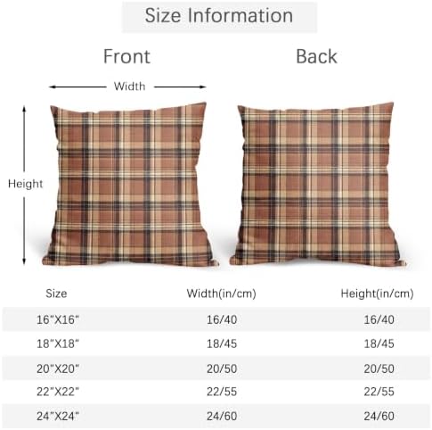 Christmas Plaid Pillow Covers 22x22 Set of 2 Burnt Orange Highly
