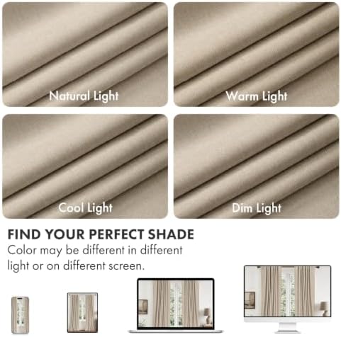 MIULEE 100% Blackout Linen Curtains for Bedroom 40W x 84L Oatmeal 2