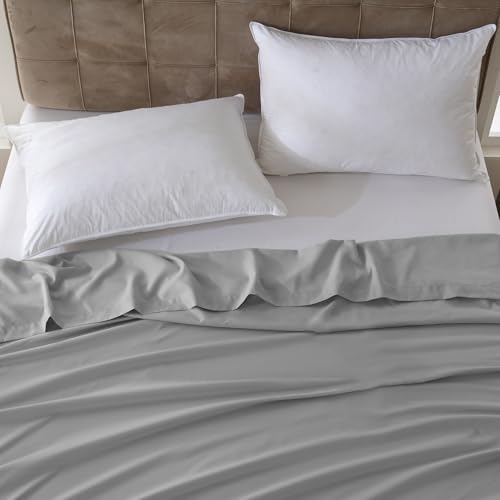 ZPECC King Flat Sheets Only Light Gray 6 Pack, Color-Coded Hem Threads