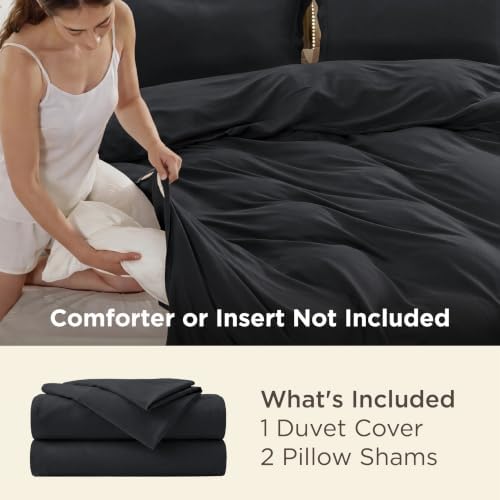 Bedsure Cal King Duvet Cover, Soft Double Brushed Bedding Set, Black