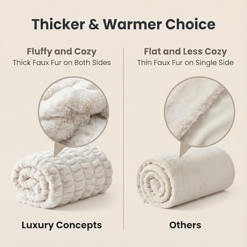 Luxury Concepts Soft Faux Rabbit Fur Throw Blanket - 60" x 80"