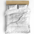 Duvet Cover Set Queen, Gray White Marble Texture 3 Piece Bedding Set