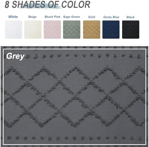 Lecloud Grey Fabric Shower Curtain 72x72 Inches, Clip Jacquard